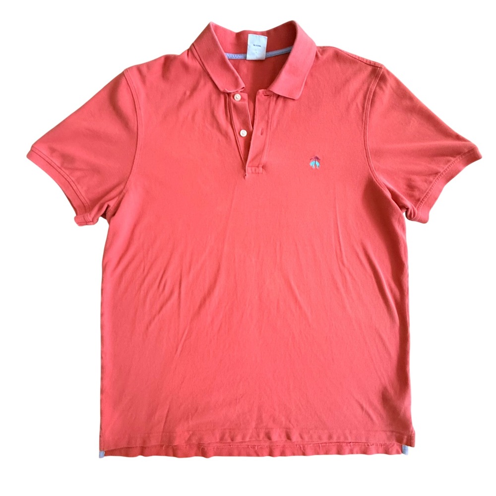 Brooks Brothers 1818 Men Slim Fit Preppy Cotton Pique Polo Shirt Coral Orange XL